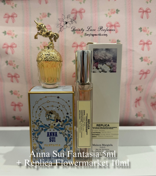 Anna Sui Fantasia 5ml & Replica Flowermarket 10ml Bundle