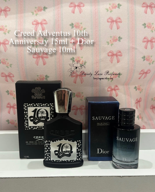 Creed Adventus 10th Anniversary 15ml & Dior Sauvage 10ml Bundle